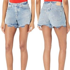 AG Adriano Goldschmied Alexxis Aged Denim Jean High Rise Wedgie Shorts 26R